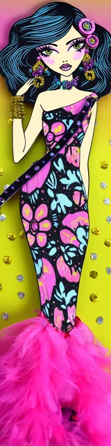 Free mermaid bookmark featuring a yellow palette with a pink mermaid dress